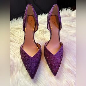Jewel Badgley Mischka Purple on Purple Rhinestone Heels Sz 11